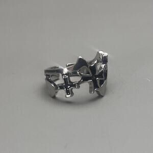 Y2K Vintage Silver Double Cross Ring – Adjustable Size, Unisex, Brand New